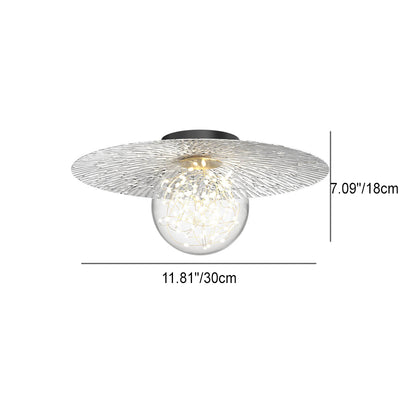 Modern Minimalist Full Of Stars Round Iron Glass LED Semi-Flush Mount Ceiling Light