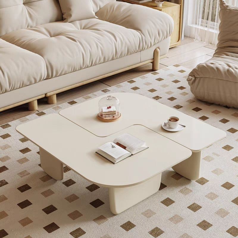 Mesa de Centro Cuadrada Rectangular Minimalista Moderna de Tablero de Fibra de Densidad Media Combinable para Sala de Estar 