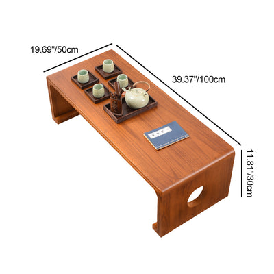 Traditional Chinese Rectangular Solid Wood Side Table 1-Tier For Living Room