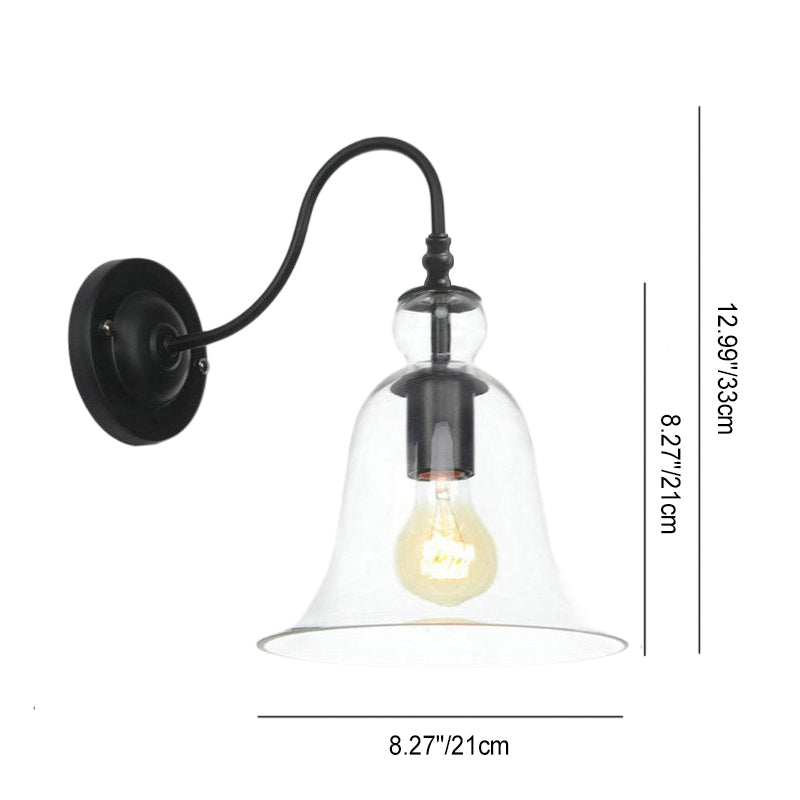 Vintage Industrial Clear Glass Bell 1-Light Wall Sconce Lamp