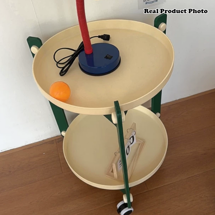 Contemporary Nordic Removable Round Plastic Side Table 2-Tier For Living Room
