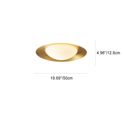 Plafonnier LED en verre rond minimaliste moderne en cuivre pour salon 