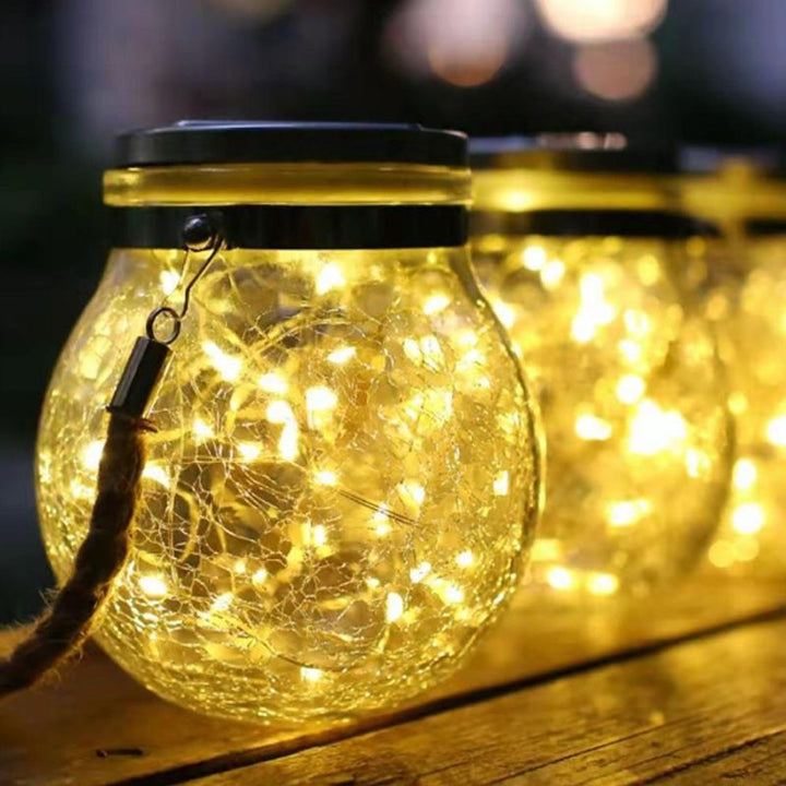 Rissiges Glasgefäß Wasserdichtes Solar-Kupferdraht-LED-Außen-Gartenlandschaftslicht 