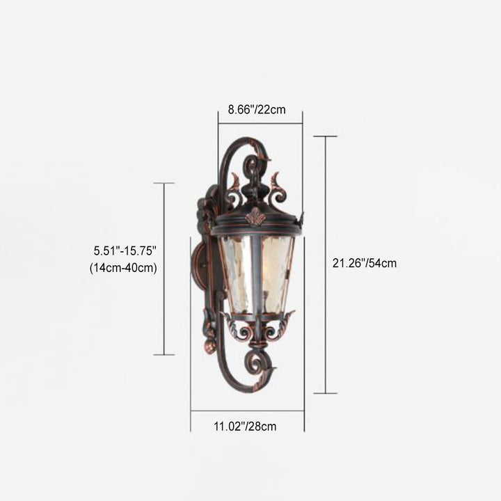 Lámpara de Aplique de Pared de Cilindro de Vidrio de Aluminio Impermeable Tradicional Europea de 1 Luz para Patio Exterior 