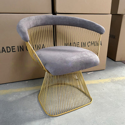 Moderner Luxus Kurven Hohl-Oval Stoff Edelstahl Akzentstuhl Rückenlehne Armlehne Für Wohnzimmer 