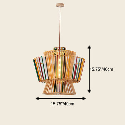 Modern Rustic Wood Weaving 1-Light Pendant Light