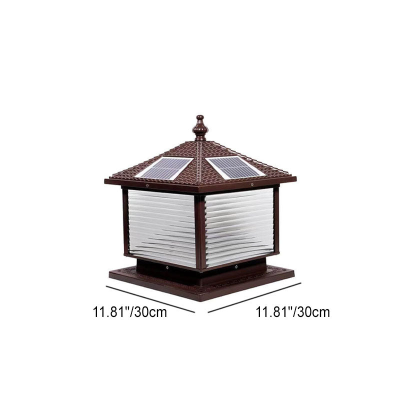 Moderne rétro carré en aluminium moulé sous pression verre solaire extérieur jardin paysage colonne tête lumière 