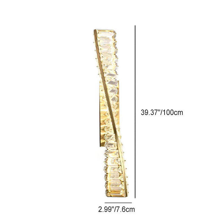 Lámpara de Aplique de Pared LED de Cristal de Hierro con Ola de Rayas Largas de Lujo Moderno para Dormitorio 