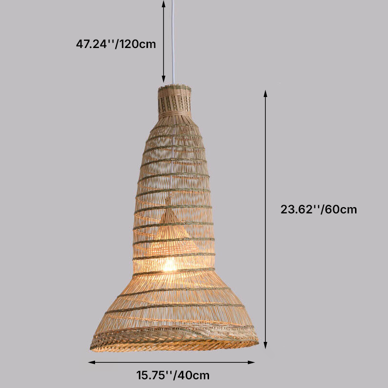 Luminaire suspendu à 1 lumière en cage de tissage en bambou zen chinois 