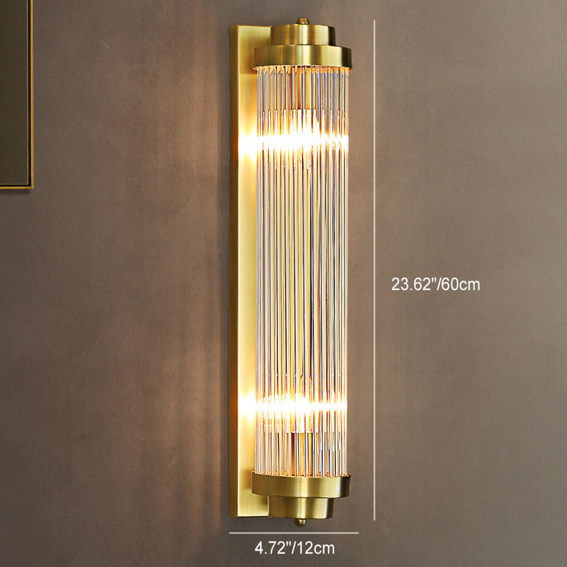 Cilindro de Vidrio de Hierro Tradicional Europeo Aplique de Pared de 2 Luces para Sala de Estar 