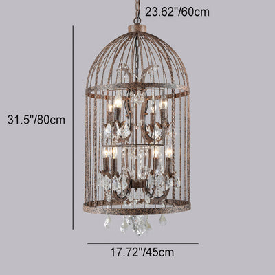 Contemporary Industrial Iron Birdcage Crystal Candelabra 4/8 Light Chandelier For Dining Room