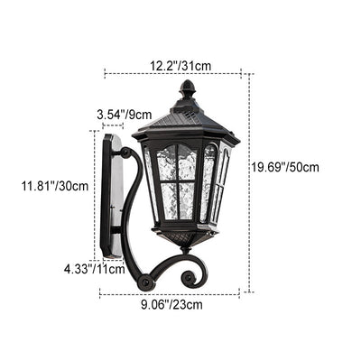 Lanterne extérieure européenne en aluminium et verre étanche, applique murale à 1 lumière 