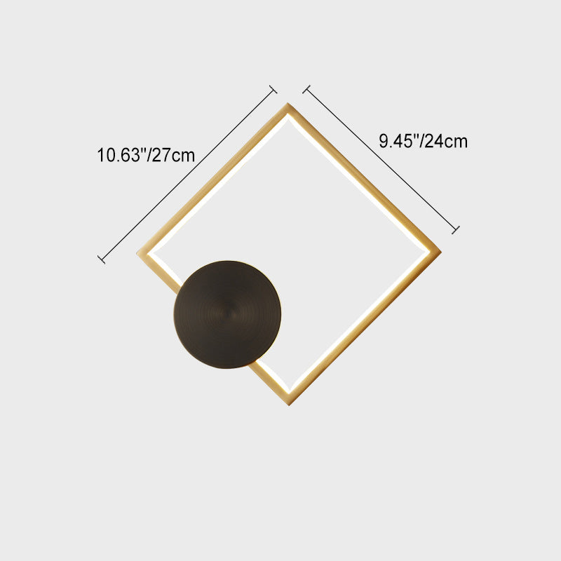 Lámpara de Aplique de Pared LED de Triángulo Cuadrado Círculo de Acrílico Latón Minimalista Moderna Para Sala de Estar 