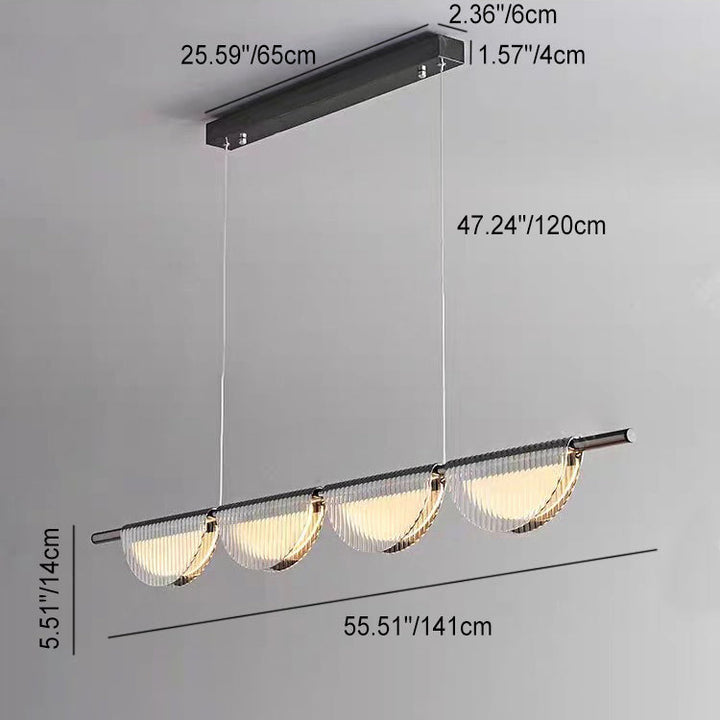 Lustre LED à îlot avec abat-jour semi-circulaire en verre acrylique de simplicité contemporaine pour salon 