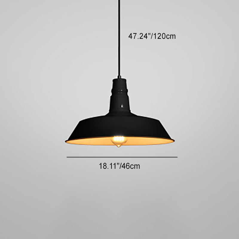 Zeitgenössische industrielle runde Eisen 1-Licht Pendelleuchte für das Wohnzimmer 