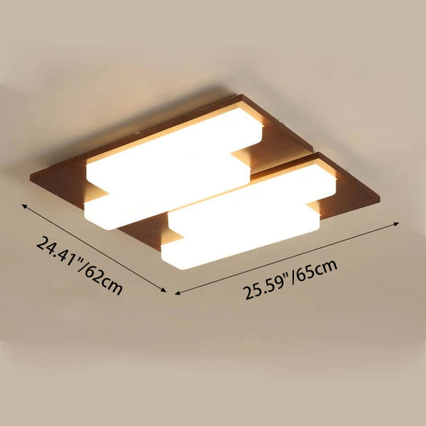 Plafonnier LED rectangulaire en acrylique, créatif et nordique, en noyer, à encastrer 