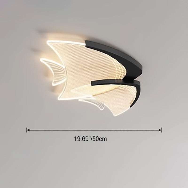 Modern Art Deco Fish Acrylic Aluminum LED Flush Mount Ceiling Light For Bedroom