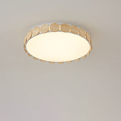 Modern Minimalist Wooden Round Edge Acrylic LED Flush Mount Ceiling Light