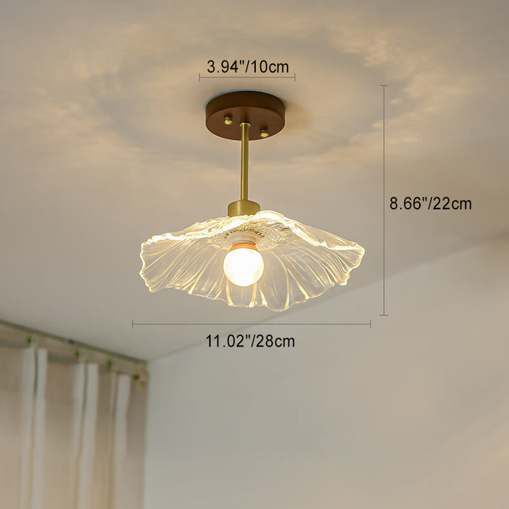 Zeitgenössische Luxus-Deckenleuchte mit 1 halbbündiger Deckenleuchte aus Kupferglas mit Blumenmotiv für den Flur 