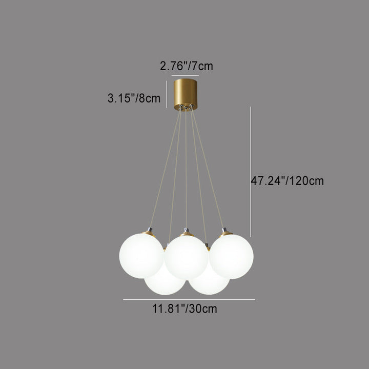 Contemporary Creative Orb Balloon Copper Glass 4/5/7 Light Chandelier For Living Room
