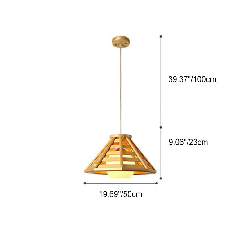 Nordic Modern Solid Wood Braided Cone 1-Light Pendant Light