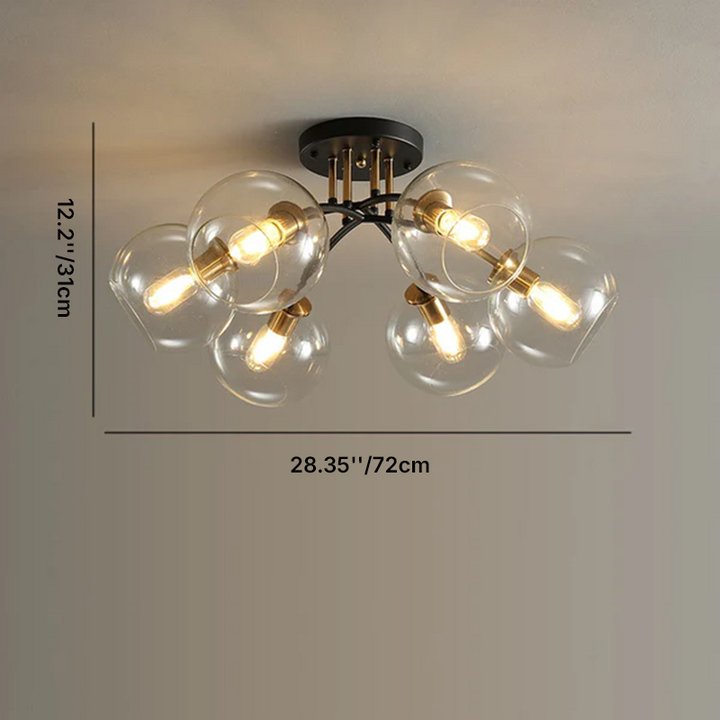 Plafonnier semi-encastré moderne en verre de luxe léger avec haricot magique rond 4/6/8 lumières 