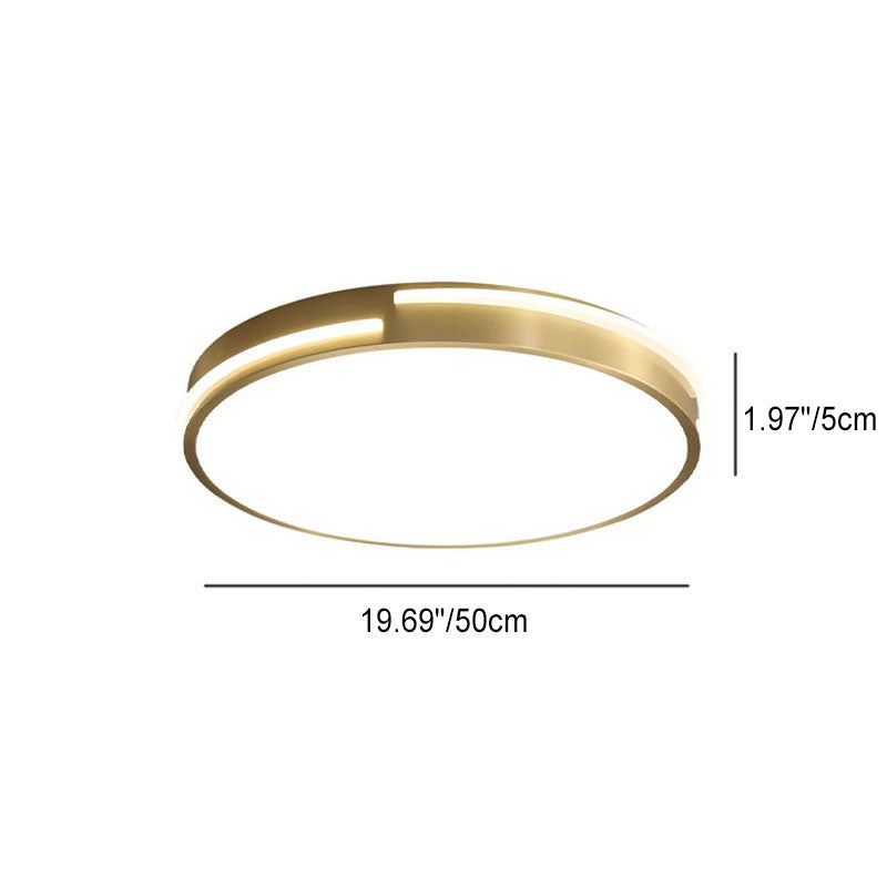 Lumière moderne de luxe ronde en cuivre acrylique LED plafonnier encastré 