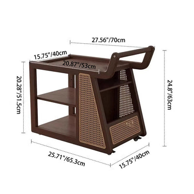 Zeitgenössischer Retro Massivholz Beweglicher Multifunktionaler Lagerung Beistelltisch 3-stufig Für Wohnzimmer 