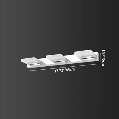 Lámpara de pared frontal de espejo de tocador de baño LED cuadrada de acero inoxidable acrílico simple nórdico 