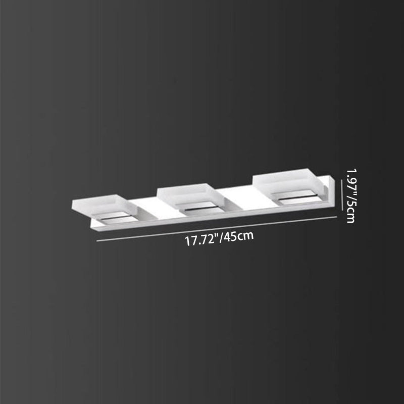 Lámpara de pared frontal de espejo de tocador de baño LED cuadrada de acero inoxidable acrílico simple nórdico 