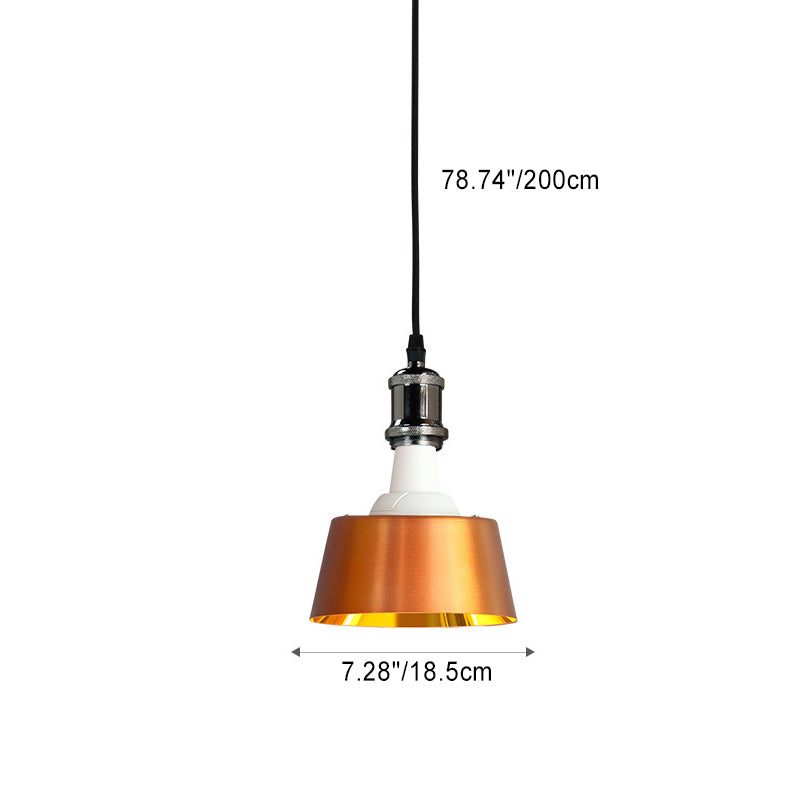 Zeitgenössische industrielle runde trapezförmige Aluminium PP 1-Licht Pendelleuchte für Esszimmer 