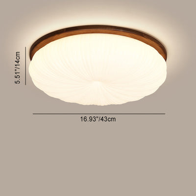 Modern Minimalist Flower Round Walnut Acrylic LED Flush Mount Ceiling Light For Living Room