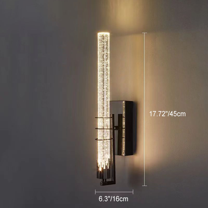 Applique murale contemporaine en fer cylindrique de luxe en cristal LED pour salon 