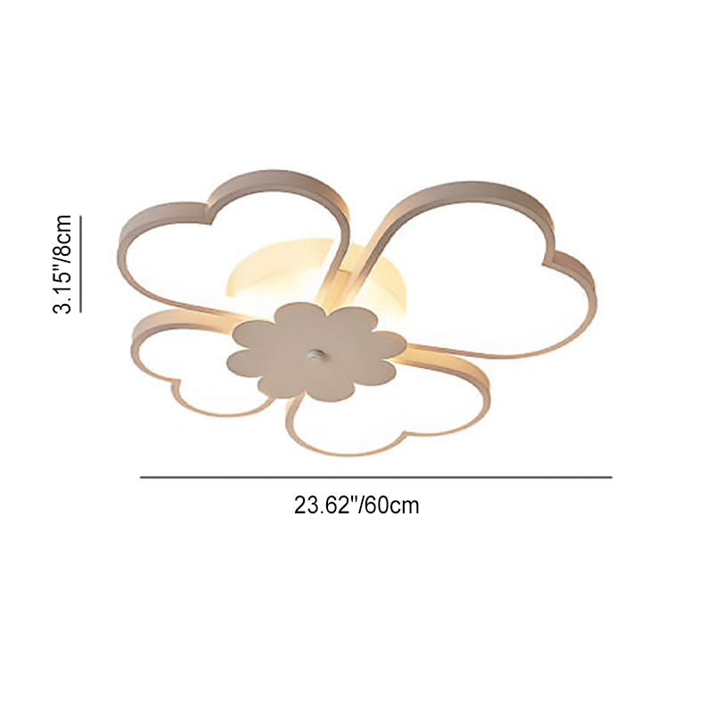 Contemporary Creative Clover Design Silicone Aluminum LED Flush Mount Ceiling Light For Living Room &amp; Bedroom