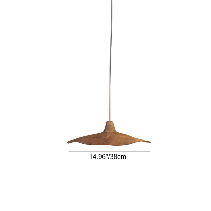 Suspension Luminaire à 1 Lumière avec Abat-Jour en Résine Ondulée Japonaise Traditionnelle pour Chambre 