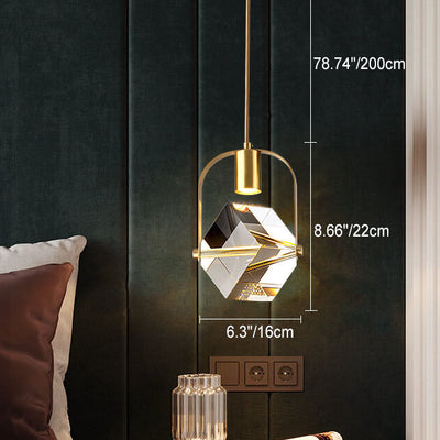 Moderne einfache Eisen-Kupfer-Quadrat-Kreis-Langlinien-1-Licht-Pendelleuchte 