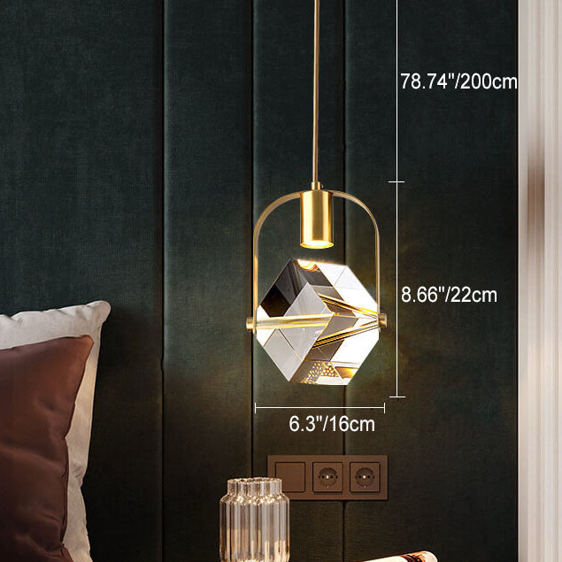 Moderne einfache Eisen-Kupfer-Quadrat-Kreis-Langlinien-1-Licht-Pendelleuchte 