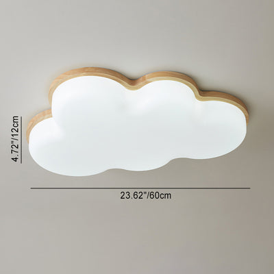 Luz de techo empotrada LED de acrílico y madera de caucho con forma de nube minimalista moderna para dormitorio 