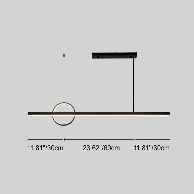 Lámpara colgante LED para isla de cocina de acrílico y cobre con diseño moderno minimalista de líneas y círculos para sala de estar 