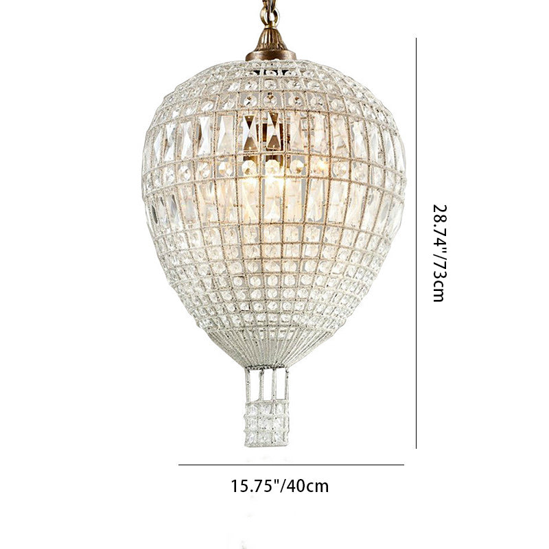 Candelabro Moderno de Hierro Cristal con Forma de Globo Aerostático Art Deco 1/3/6 Luces para Sala de Estar 
