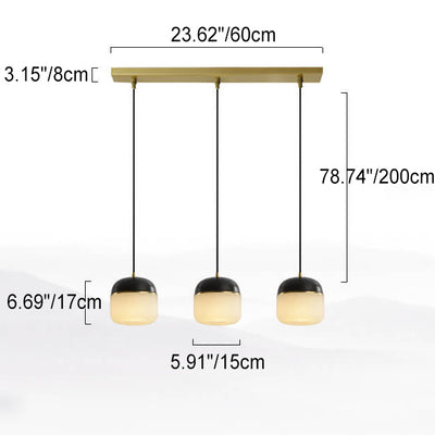 New Chinese Modern Round Lucite Copper 1/3 Light Chandelier