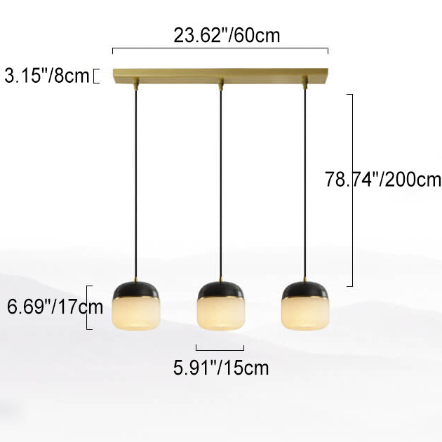New Chinese Modern Round Lucite Copper 1/3 Light Chandelier