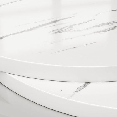 Table d'appoint ronde en panneau de densité simplicité moderne avec base en fer à 2 niveaux pour le salon 