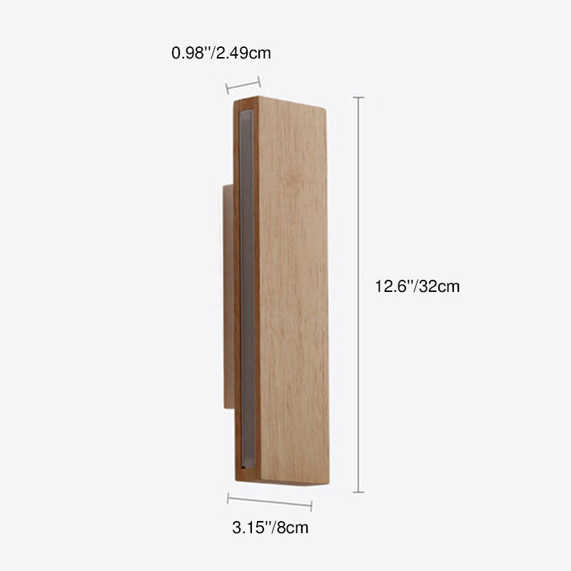 Contemporary Nordic Log Rectangular Flat Rotatable Solid Wood Acrylic LED Wall Sconce Lamp