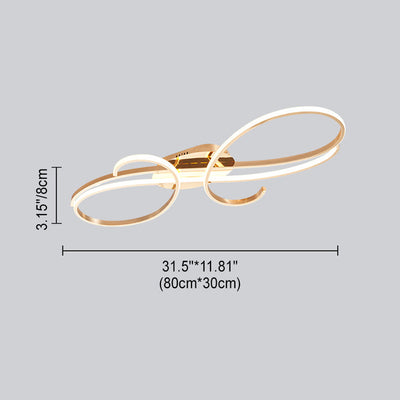 Moderne minimalistische gebogene Linie Eisen Aluminium Silikon LED Halbbündige Deckenleuchte für Wohnzimmer 