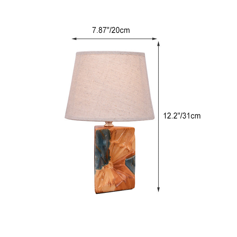 Zeitgenössische skandinavische quadratische Tischlampe mit Keramiksockel und 1 Licht für Schlafzimmer 