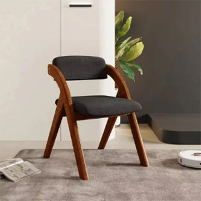 Modern Minimalist Square Cushion Solid Wood Fabric Sponge Dining Chair Foldable Backrest Armrest For Dining Room