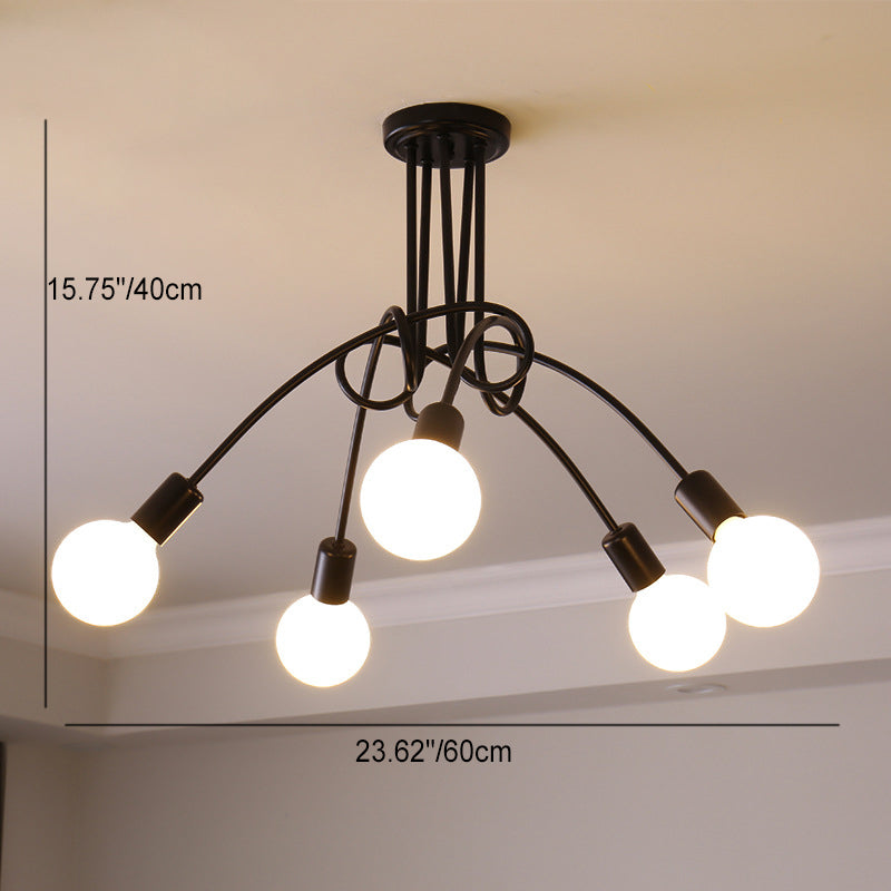 Zeitgenössischer kreativer Kronleuchter aus gebogenem Eisen mit 3/5 Lichtern für Wohnzimmer 