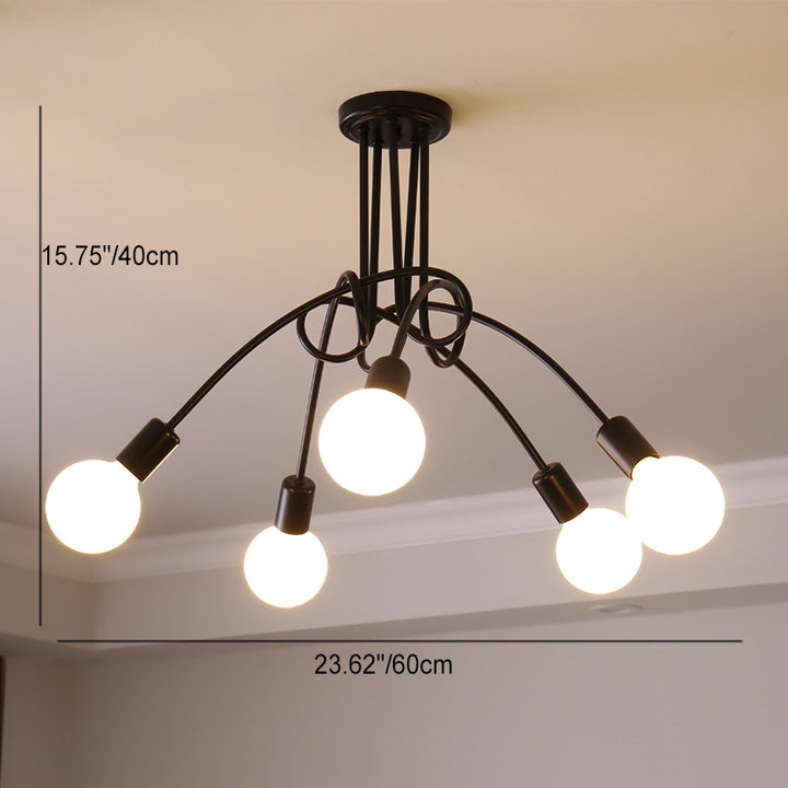Zeitgenössischer kreativer Kronleuchter aus gebogenem Eisen mit 3/5 Lichtern für Wohnzimmer 