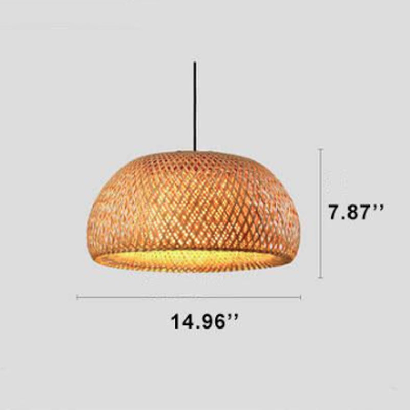 Lámpara colgante de una sola cúpula con 1 luz de ratán 